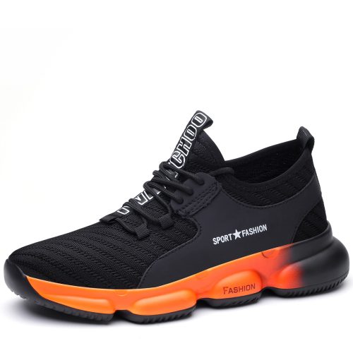 Tmax Schuhe Atmungsaktiv Leicht Stahlkappe Sicherheitsschuhe Schwarz/Orange